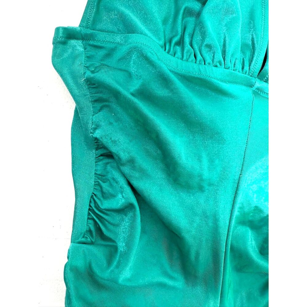 DeWeese Design vintage teal bathing suit - tie halter w/rouched sides - 70s/80s - Picture 7 of 8